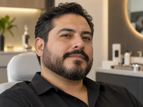 Detalle de barba masculina para servicio de injerto de barba